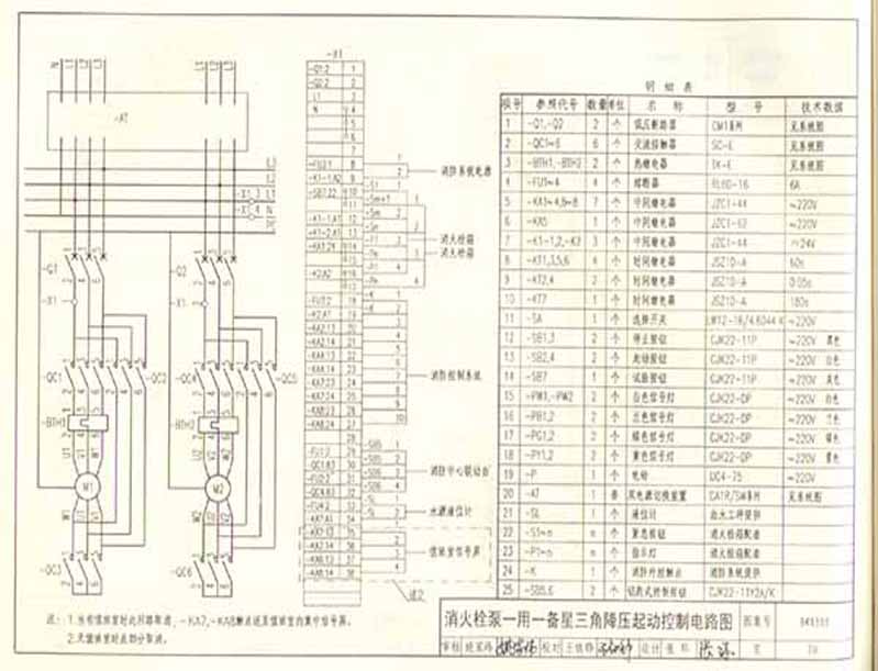 消火栓泵一用一备星三角降压起动控制电路图1/3